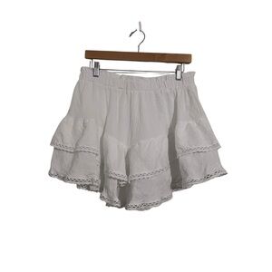 White Ruffled Women's Skirt with Shorts